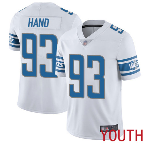 Detroit Lions Limited White Youth Dahawn Hand Road Jersey NFL Football #93 Vapor Untouchable->youth nfl jersey->Youth Jersey